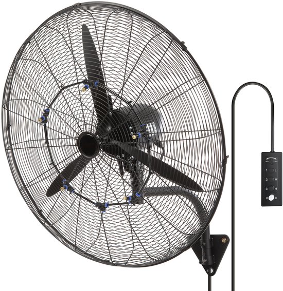 Industriële mistventilator 75 cm wandventilator 9500 CFM 3 snelheden IP44 waterdicht 150W motor