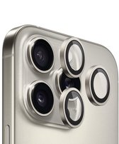 BLUEO Camera Lens Protector Geschikt voor iPhone 15 Pro & 15 Pro Max - RVS & Glas - Natural Titanium