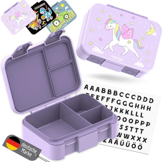Pack Boîte à Goûter Licorne Avec 3 Compartiments + Sac – 100% Officiel – Sans BPA – Pour école, Pique-nique Et Sorties