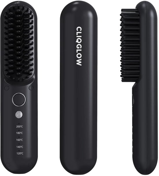 Foto: Cliqglow pro cordless hair straightening brush draadloze elektrische haarborstel