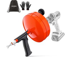 MEISTERFAKTUR Ontstoppingsveer met Metalen Trommel [10m] | Rioolontstopper met Booropzetstuk | Rioolreinigersveer met Handschoen | Gootsteen en Afvoer Ontstopper | Gootsteenontstopper | Rioolveer Boormachine