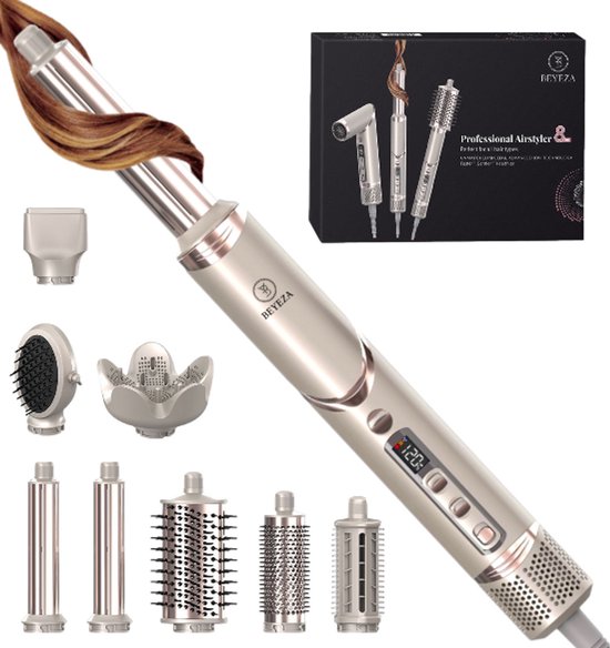 Beyeza Airstyler 8-in-1 - Fohn met Diffuser - Multistyler - Roterende Krultang 5 in 1 - Fohnborstel - Krulborstel - Haarstyler - Haardroger - Stijborstel - Warmteborstel - Hairwrap