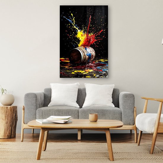 Explosie van verf en energie - Kleurenexplosie schilderijen canvas - Muurdecoratie canvas verfspetters - Abstracte kunst - Wanddecoratie landelijk - Decoratie slaapkamer - canvas 80x120 cm