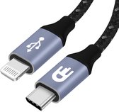 Bol.com Drivv. USB C Oplaadkabel geschikt voor iPhone & Apple - USB C naar 8 Pin Kabel - Snellader - Oplader kabel - Nylon - Gri... aanbieding