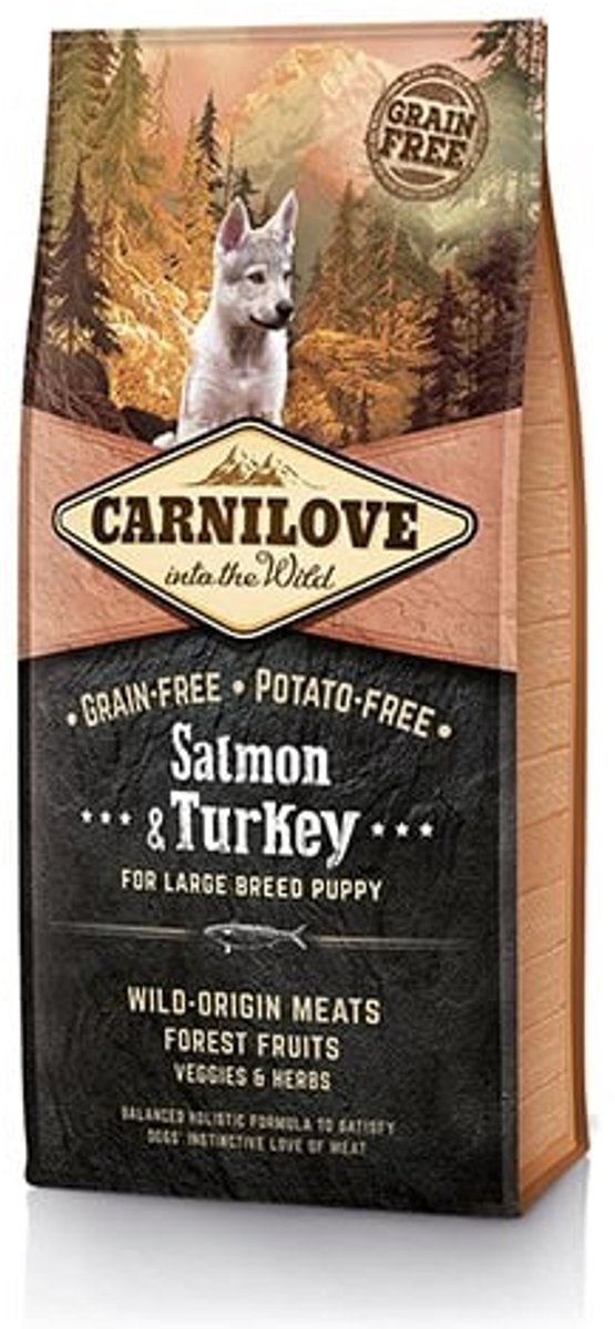2x12kg Large Breed Puppy Salmon and Turkey Carnilove Hondenvoer