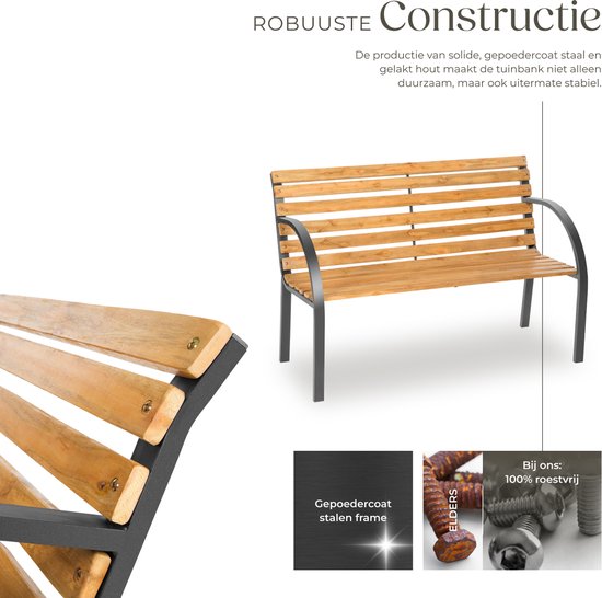 tectake® 2-zits Tuinbank weerbestendig - Tuinbank hout in landhuisstijl - Romantische balkonbank - Houten tuinbank - Tuinmeubelbanken (Michaela, 119,5x62x83)