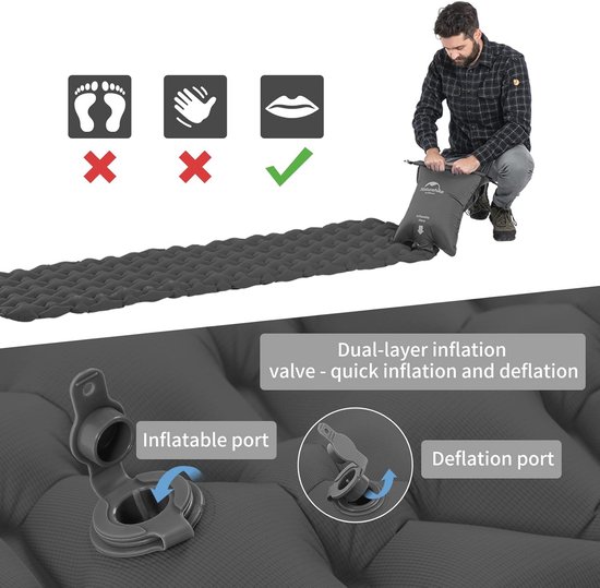 Lichte Opblaasbare Slaapmat voor Outdoor Activiteiten - Compact, Vochtbestendig en Comfortabel van Quechua — afbeelding 5
