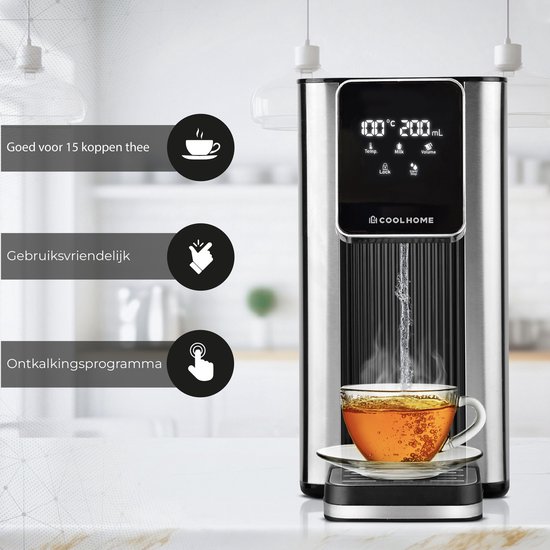 Fontaine à eau chaude CoolHome HW24 - 2,5 L - 40 °C à 100 °C - 100 ml à 400 ml - Acier inoxydable