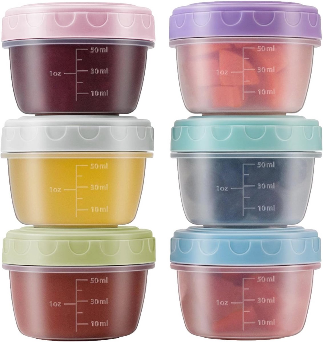 6 Pack Saladedressing Containers - Herbruikbare Lekvrije Sauscontainers voor Lunchbox, Geschikt voor Vaatwasser en Magnetron
