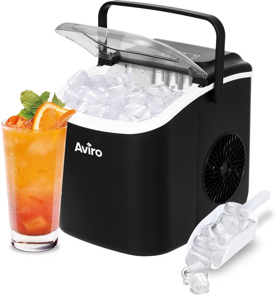 Infinity Goods IJsblokjesmachine - 1,3L - Met IJsschep - Zelfreinigingsfunctie - 12KG / 24U - 9 Blokjes / 6 Min - Zwart