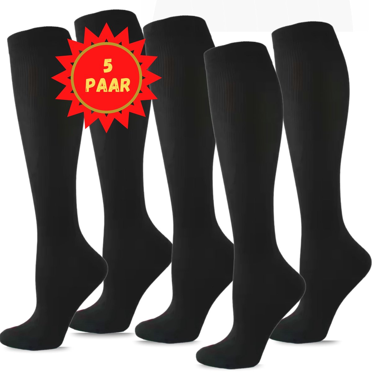 5 Paar KANGKA Compressiesokken maat XXL (43-45) - Steunkousen - Compressie Sokken voor Hardlopen, Wandelen, Zittend en Staand Beroep, Reizen