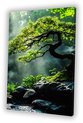Bonsai, Realistische kunst, Boom, Groen, zwart, geel, bruin, grijs