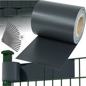 tectake® Privacyfolie voor hek/tuinscherm - 35 meter - 19 cm hoog - incl. bevestigingsclips - UV-bestendig - Antraciet
