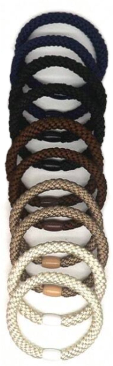 10 x Knekkie Haarelastiekjes met Kraaltje – Gevlochten Elastiek & Armband - Bruine Stijl — cadeau in Mode & Accessoires - foto 6