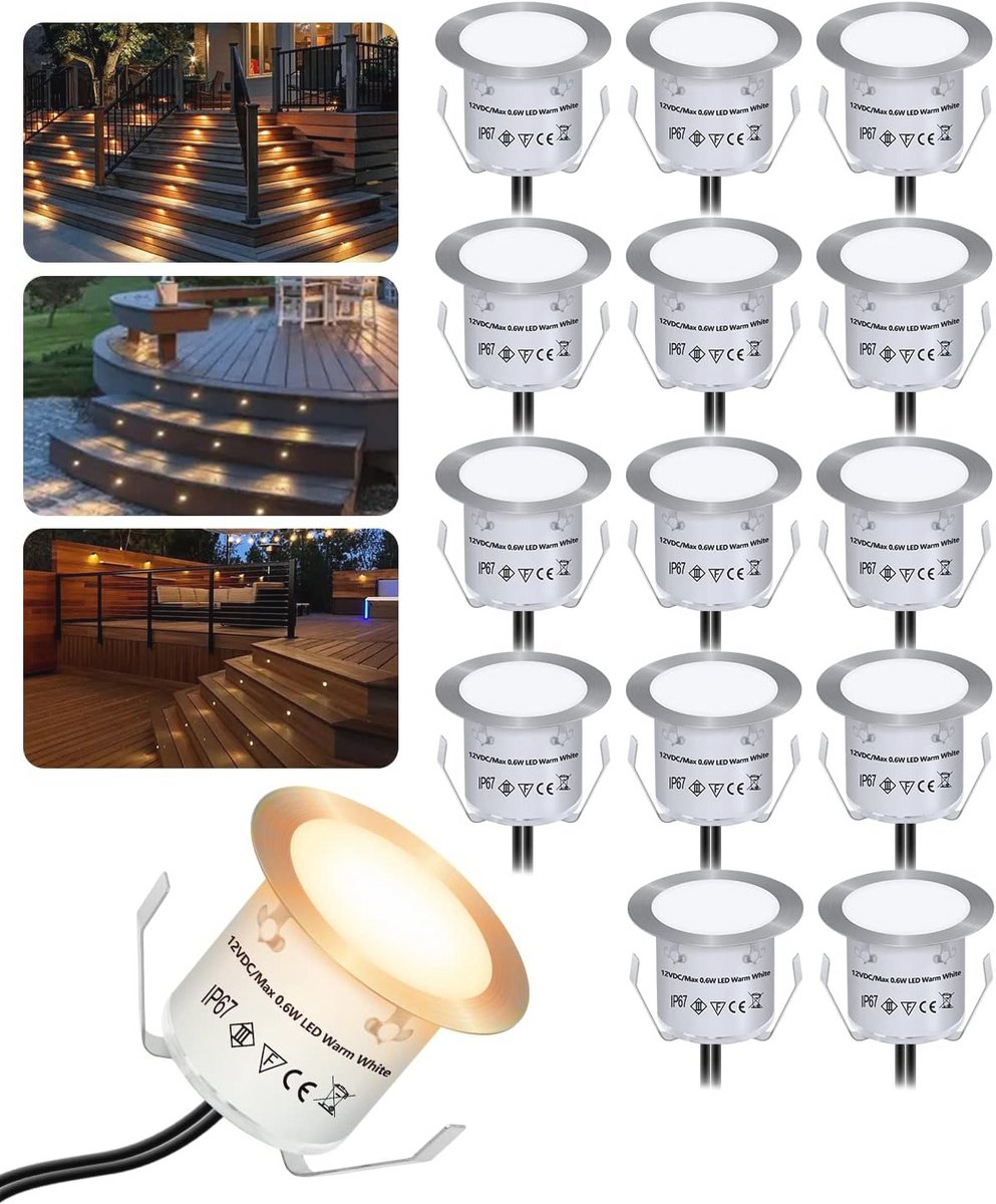 16 Stuks Terrasverlichting LED Deklampen Warm Wit | Waterdicht voor Buiten en Tuin | Energiebesparend en Langdurig