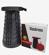 VanIrens® Telescoop kruk - Inklapbaar - krukje - opvouwbaar - kruk - verstelbaar - bijzettafels- Zwart