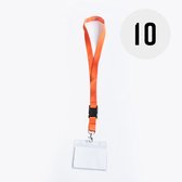 Oranje keycord met badge-/pashouder, per 10 stuks