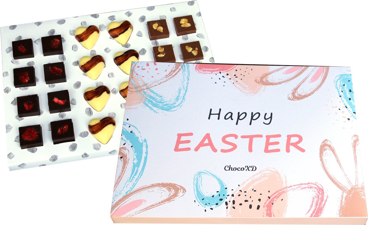 Pasen cadeau - Paas Chocolade kado- Easter gift - Brievenbuspakket - Fairtrade chocolade - Handgemaakte chocolade -natuurvriendelijke geschenkdoos