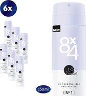 8X4 N0.1 Pure Aqua - Anti-Transpirant Spray - Deodorant - 6 x 150 ml - Voordeelverpakking