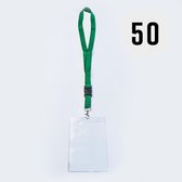 Groen keycord met A6 badgehouder, per 50 stuks
