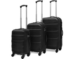 vidaXL 3-delige Kofferset hard 45,5/55/66 cm zwart