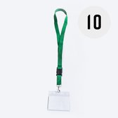 Groen keycord met badge-/pashouder, per 10 stuks