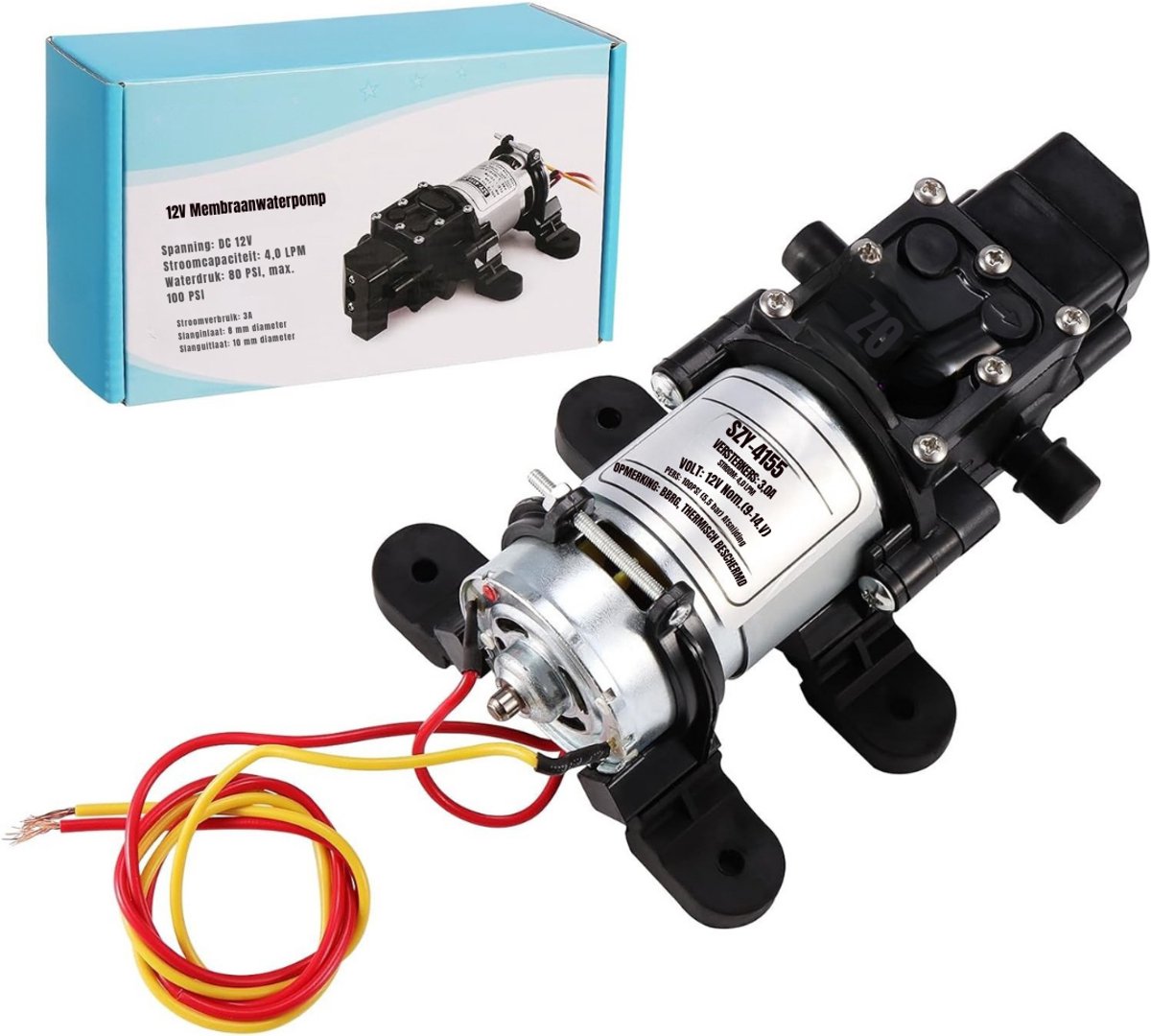 Zylo® Waterpomp 12V - Dompelpomp 12 Volt - Zwart - 8cm x 2cm x 3cm
