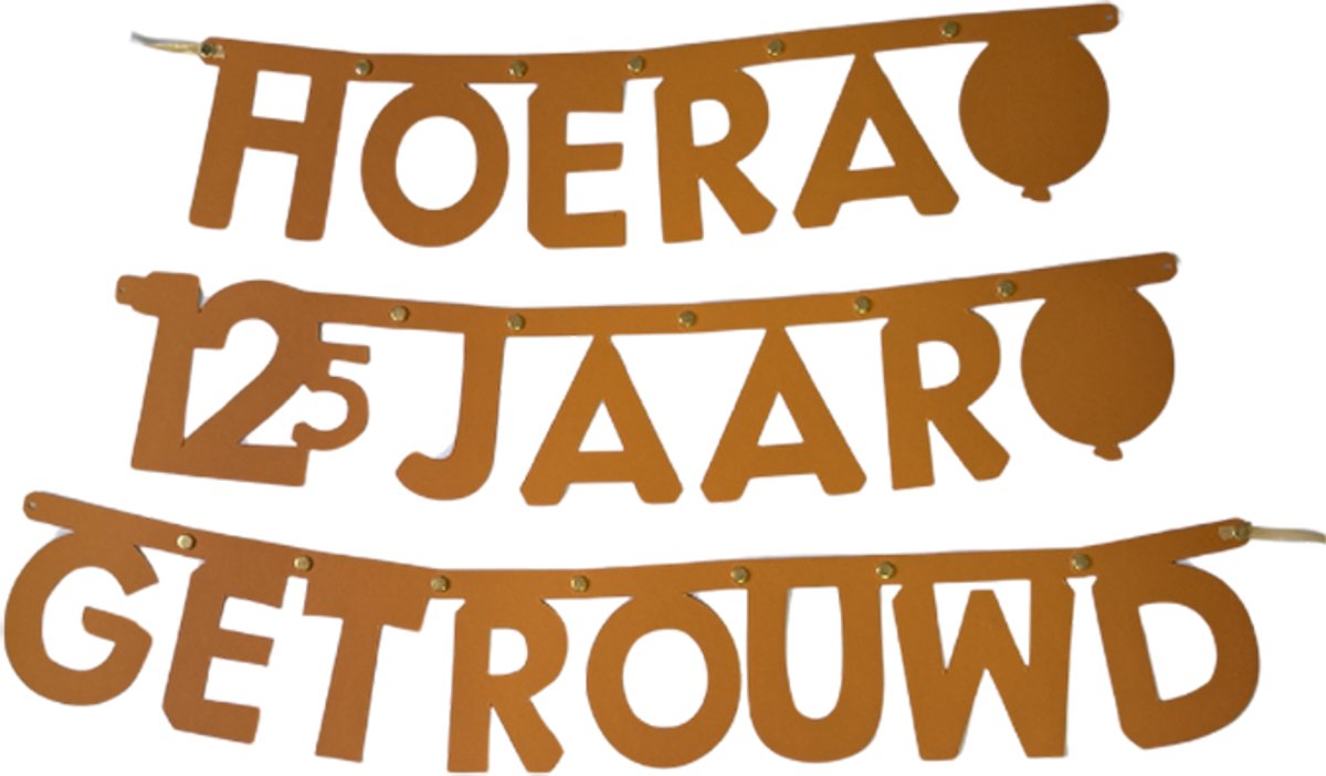 Hoera 12,5 jaar getrouwd letterslinger, inclusief zuignapjes