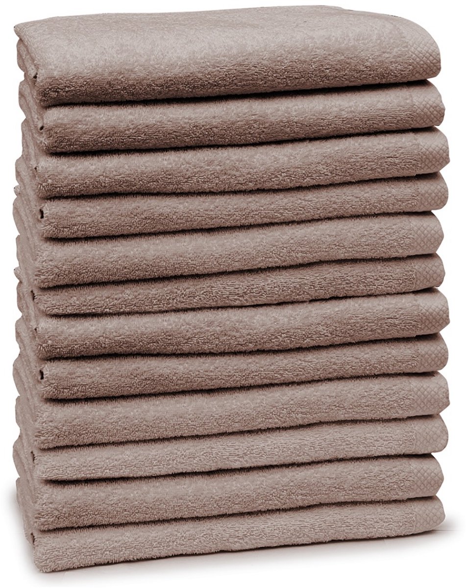 Eleganzzz Handdoeken Set - Set van 12 - Badhanddoeken 70x140cm - Badlakens - Handdoek - 420 gr/m2 - 100% Katoen - taupe