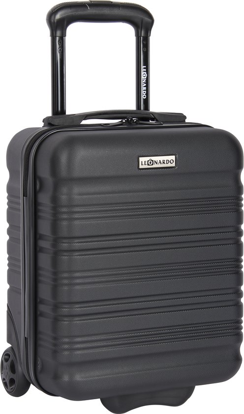 Handbagage 40x30x20 cm - Underseater - Reiskoffer - Trolley met Wielen - Reistas - Zwart - Leonardo