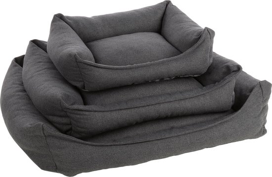 Trois paniers orthopédiques gris foncé en textile, empilés.