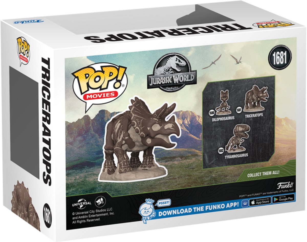 Funko Pop! Movies Jurassic World - Triceratops (Fossil) speelfiguur thumbnail 2