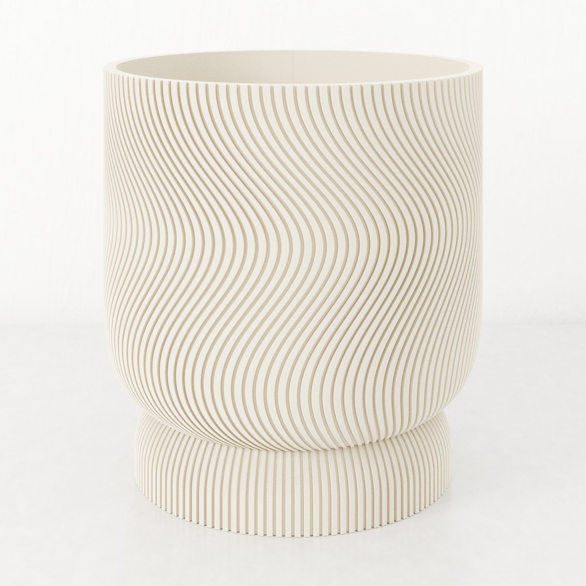 Fleuriek - Bloempot voor binnen - Beige gestreepte plantenpot van bio plastic - Ø15 cm