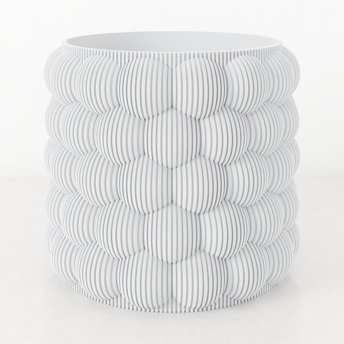 Fleuriek - Bloempot voor binnen - Wit gestreepte plantenpot van bio plastic - Ø15 cm