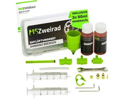 MSZweirad ontluchtingsset met olie - Shimano ontluchtingskit vervanging minerale olie uit schijfremmen voor MTB-mountainbike, trekking-, stads- of e-bike