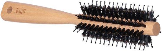 Brosse à cheveux ronde naturelle avec poils de porc 24 cm en bois - Articles de Soins personnels
