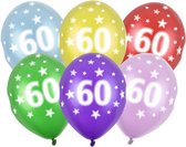 Verjaardag feest ballon - leeftijd 60 jaar - 6x stuks - ballonnen met sterretjes