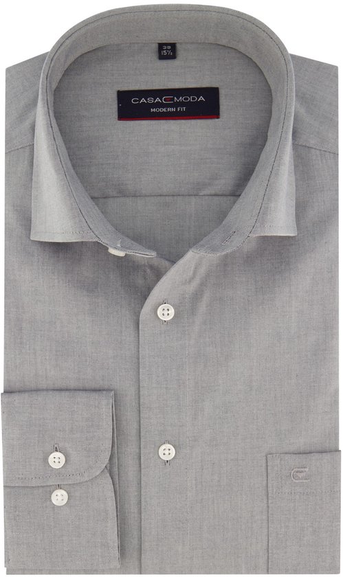 Casa Moda Chemise Unie Gris Argent Kent Coupe Moderne - 44