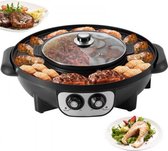 Bol.com Grillplaat 2 in 1 - Elektrisch - Bakplaat - BBQ - Hot Pot - Multifunctioneel - Aluminium & Gehard Glas aanbieding