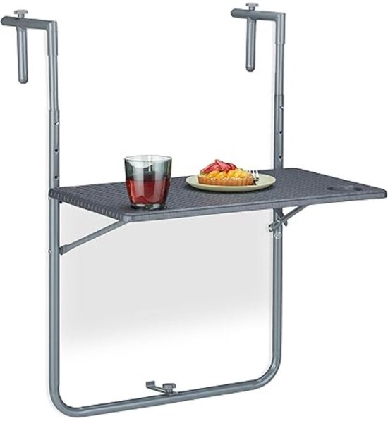 Outsunny balkon hangtafel hangtafel in hoogte verstelbaar vierkant terras metaal zwart 60 l x 45 b x 50 h cm