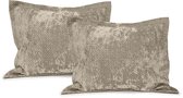 Taie Kussensloop' Kussensloop en velours LINNICK - Bronze - Taie d'oreiller 60x70cm - Set de 2 taies Taies d'oreiller
