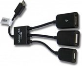 USB Micro B hub met 2 USB-A + 1 USB Micro B poorten - busgevoed - USB2.0 / zwart - 0,15 meter