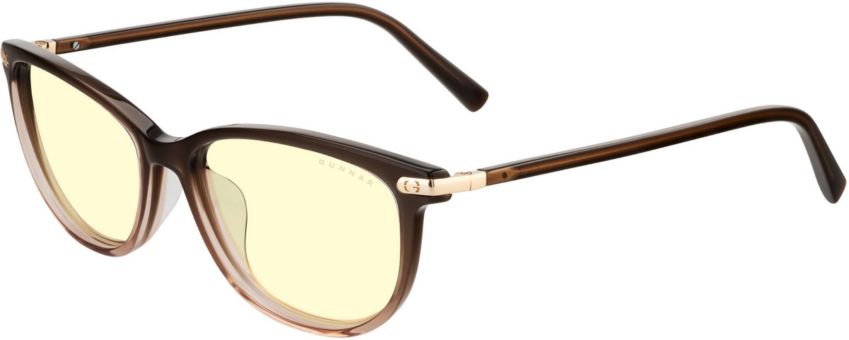 GUNNAR - INGRID Gaming Bril - Computerbril - Blauw Licht Bril - Blue Light Glasses 0.2 Sterkte - Cocoa/Fade/Crystal - Amber