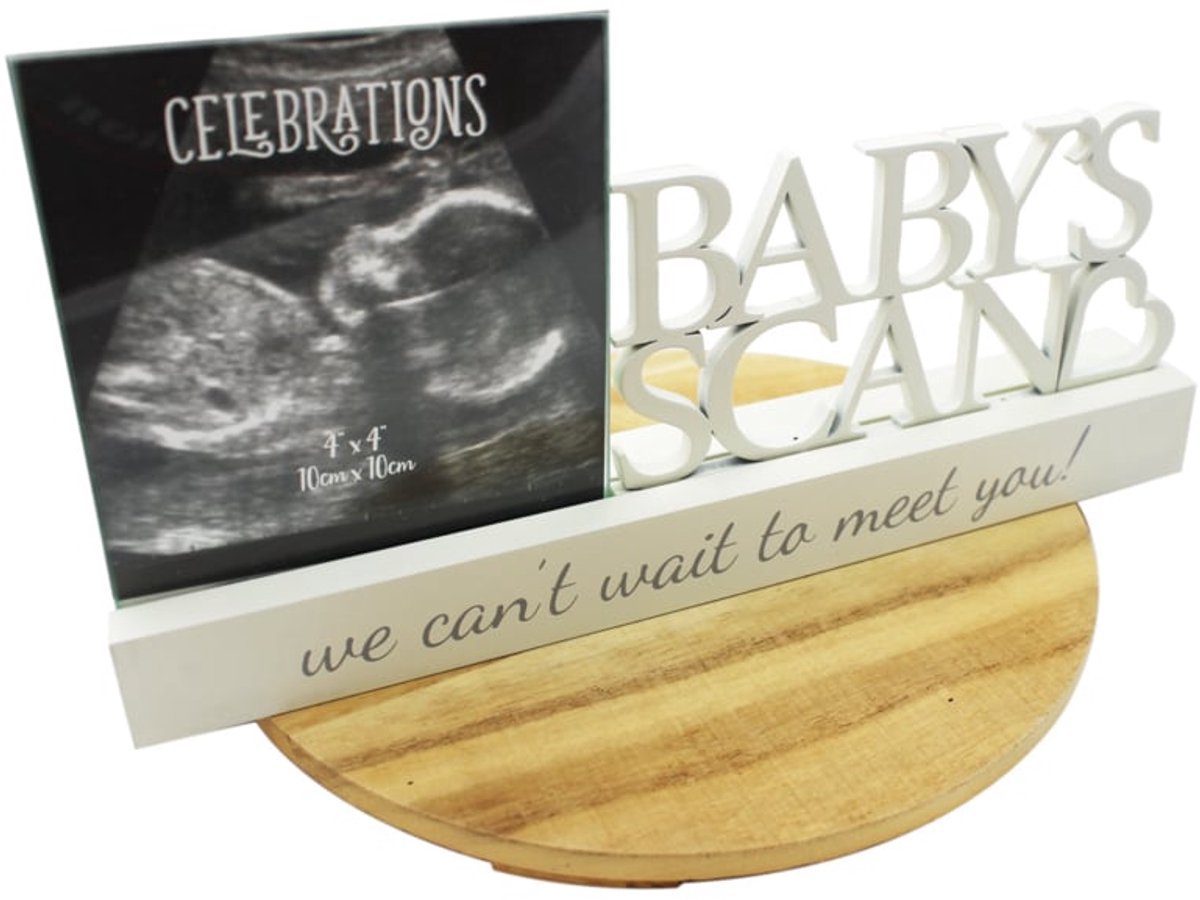 Echo fotolijstje met houten letters 'Baby's Scan' 'we can't wait to meet you!' - Babyshower - Kraamcadeau - Zwangerschap