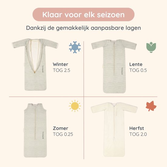 Puckababy Bag 4 Seasons slaapzak baby (6m-2.5j) - Green Stripes - TOG 0.25-2.0 - 4 seizoenen van Merkloos — afbeelding 3
