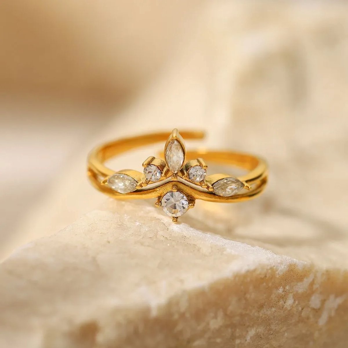 Ring Si Amor Sieraden RP3300-G Ring met steen Roestvrij staal Kleur Goud