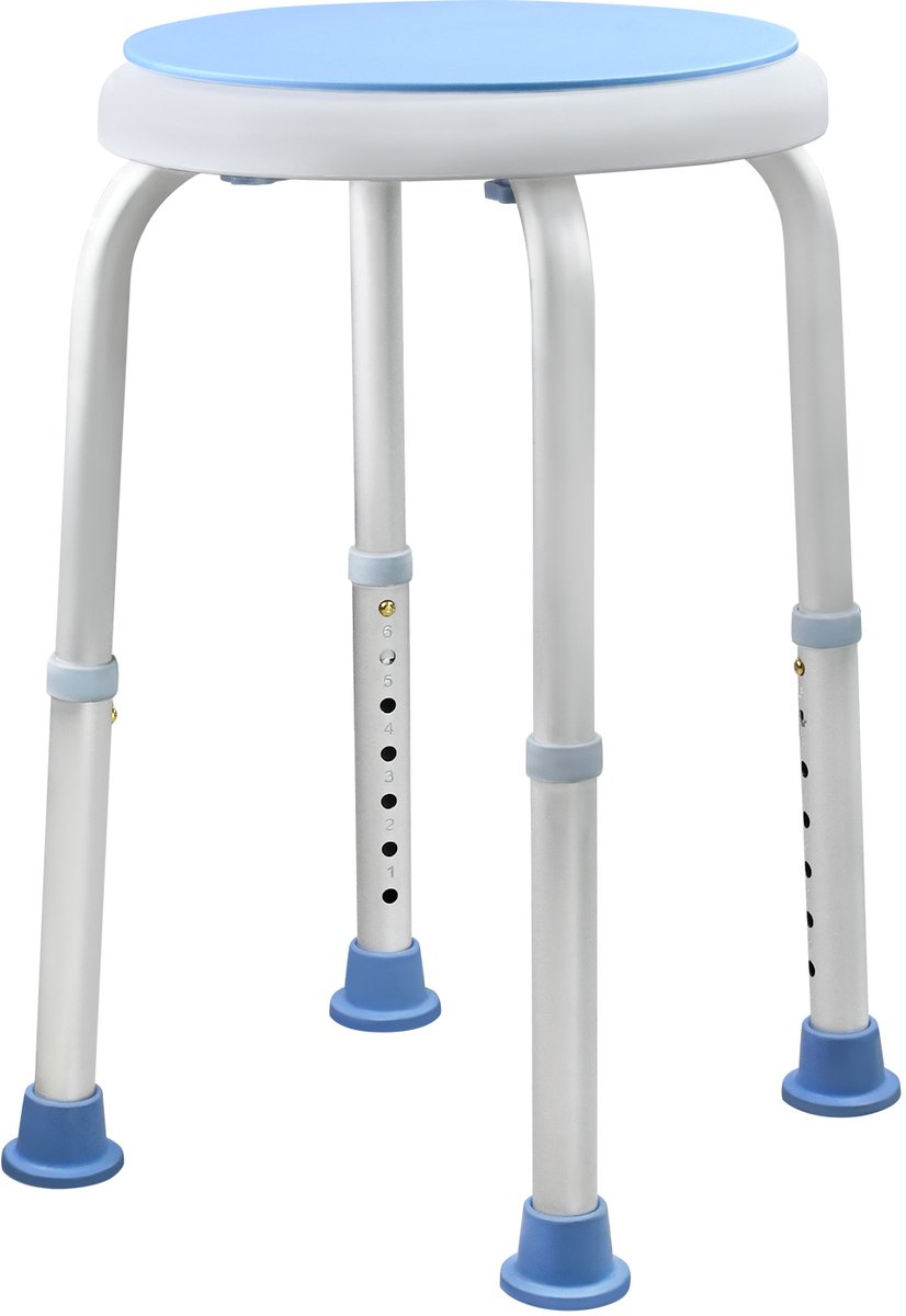 NAIZY Douchhocker Douchstoel 360° Draaibaar Badhocker Douchehulp Met Reguleringbare Hoogte Van 37-53cm Modern Douchzetel Badzetel Anti-Ritsel Voor Senioren Tot 136 kg, Zonder Greep