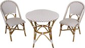 Bol.com AXI Jacqueline 3-delige Bistroset – Rotan – Bruin / Wit – Vintagelook – 2 personen – Hout en rotan – Balkonset 2 stoelen... aanbieding
