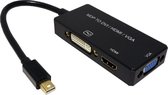 Value 12993154 video kabel adapter 0,1 m Mini DisplayPort DisplayPort + DVI + HDMI Zwart