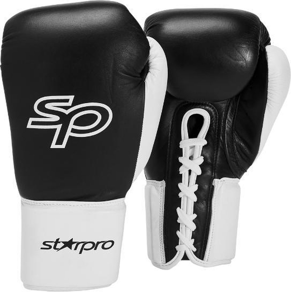 Bokshandschoen met veters (all leather) Starpro | zwart-wit - Product Gewicht: 12OZ